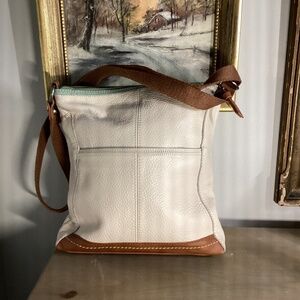 The Sak crossbody…tan with green and brown trim